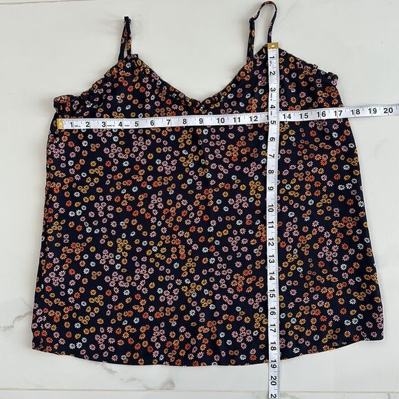 Loft Petite Navy Floral Ruffle Trim Cami Top SP - Picture 6 of 10